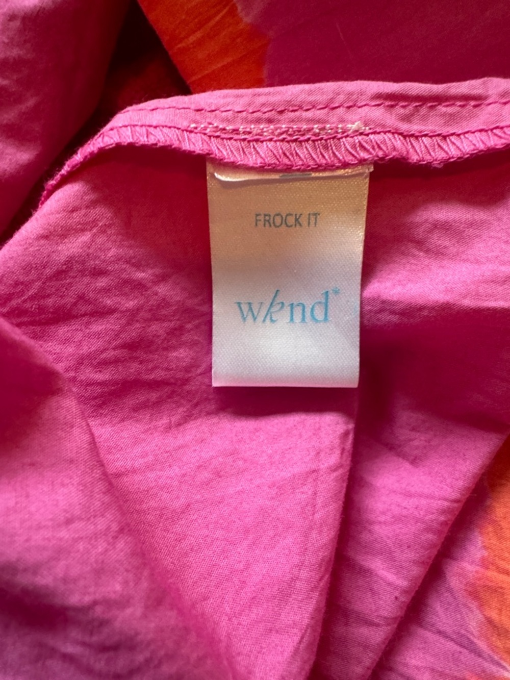 Wknd Button-Front Puff Sleeve Shirt Dress in Pink & Orange Tie-Dye! Like new! 💗🧡 - Picture 8 of 8